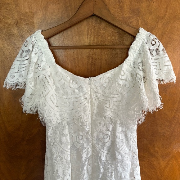 Promesa White Off The Shoulder Floral Lace Dress NWT Small Wedding Boho Formal - Picture 5 of 15